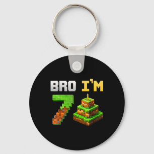 Kids Boy Its My 7th Birthday Bro Game Pixel 7 Year Key Ring
