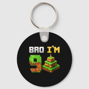 Kids Boy Its My 9th Birthday Bro Game Pixel 9 Year Key Ring