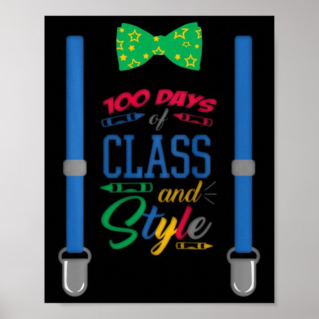 Kids Boys 100 Days of School - 100 Days of Class a Poster (Front)