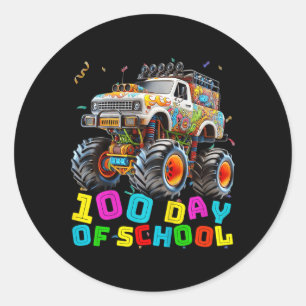 Kids Boys 100 Days Of School Monster Truck 100th D Classic Round Sticker