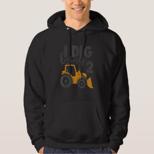 Kids Boys 2nd Birthday Digging Being 2 Boy Happy B Hoodie
