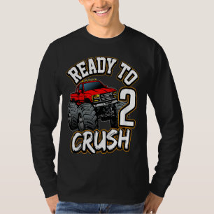 Kids Boys 2nd Birthday Monster Truck Birthday 2 ye T-Shirt