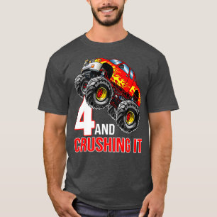 Kids Boys 4th Birthday Monster Truck Birthday 4 ye T-Shirt