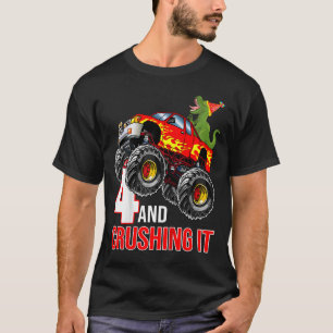 Kids Boys 4th Birthday Monster Truck Birthday 4 ye T-Shirt