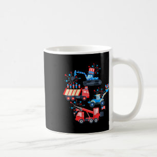 Kids Boys 4th Of July Crane Truck Construction Veh Coffee Mug