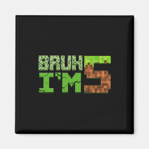 Kids Boys 5th Birthday I'm 5 Year Old Pixel Birthd Magnet