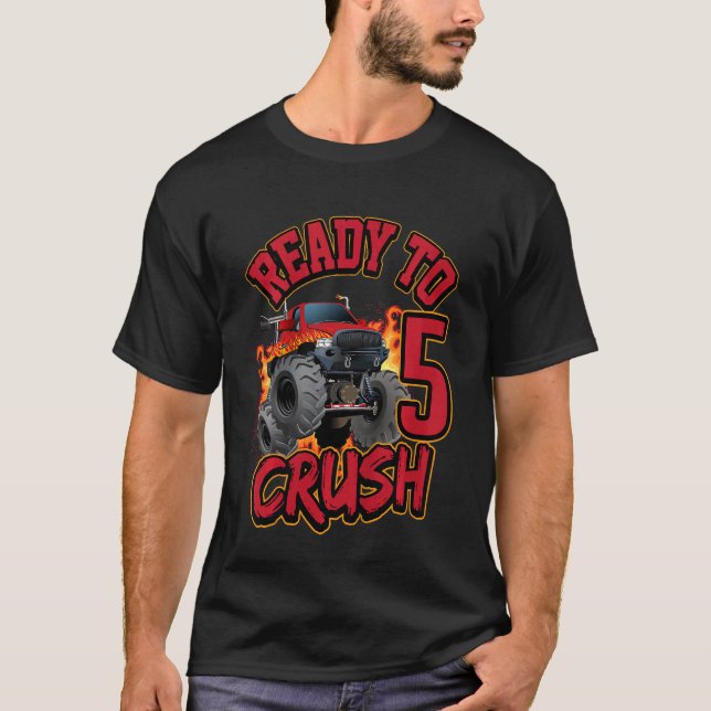 Kids Boys 5th Birthday Monster Truck Birthday  5 y T-Shirt (Front)