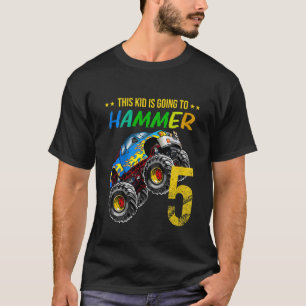 Kids Boys 5th Birthday Monster Truck Birthday Hamm T-Shirt