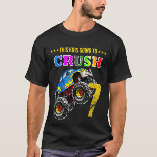 Kids Boys 7th Birthday Monster Truck Birthday Crus T-Shirt
