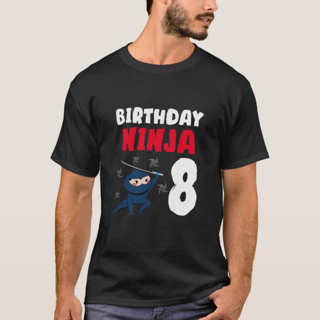 Kids Boys 8. Birthday 8 Years Old Ninja 8Th Birthd T-Shirt (Front)
