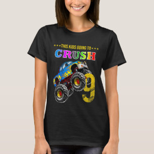 Kids Boys 9th Birthday Monster Truck Birthday Crus T-Shirt