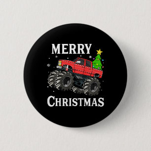 Kids Boys Christmas Monster Truck Kids Merry Chris 6 Cm Round Badge