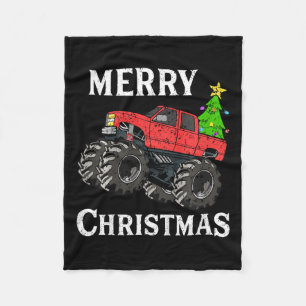 Kids Boys Christmas Monster Truck Kids Merry Chris Fleece Blanket