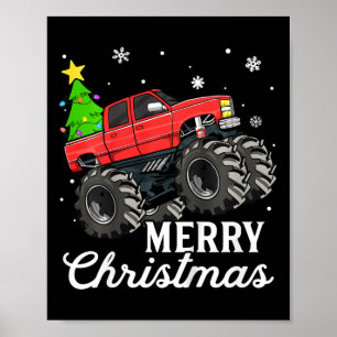 Kids Boys Christmas Monster Truck Kids Merry Chris Poster