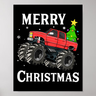 Kids Boys Christmas Monster Truck Kids Merry Chris Poster