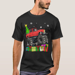 Kids Boys Christmas Monster Truck Kids Merry Chris T-Shirt