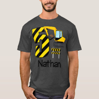 Kids Boys Construction 5th Birthday Nathan 5 Old T-Shirt