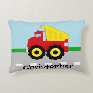 Kids Boys Construction Dumptruck Decorative Cushion