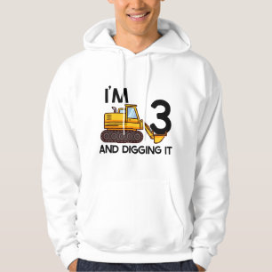 Kids Boys Construction Themed birthday I'm 3 and d Hoodie