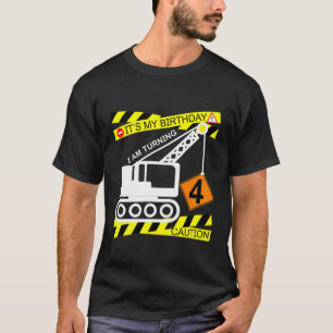 Kids Boys Construction Truck 4Th Birthday Gift For T-Shirt