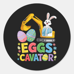 Kids Boys Eggscavator Easter Egg Hunt Construction Classic Round Sticker