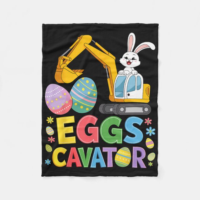 Kids Boys Eggscavator Easter Egg Hunt Construction Fleece Blanket (Front)