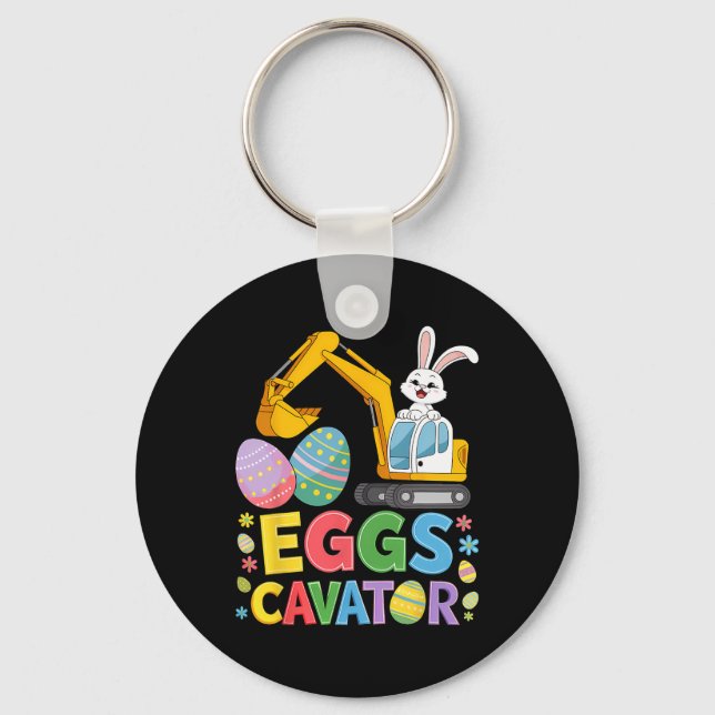 Kids Boys Eggscavator Easter Egg Hunt Construction Key Ring (Front)