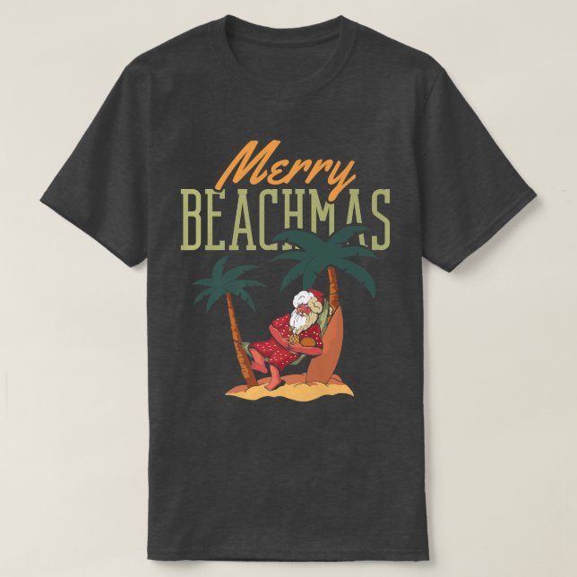 Kids Boys Girls Xmas Santa Merry Beachmas Christma T-Shirt (Design Front)