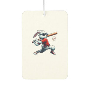 Kids Boys Happy Easter Bunny Playing Baseball East Car Air Freshener
