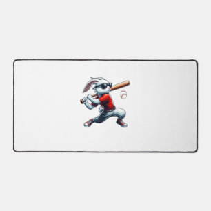 Kids Boys Happy Easter Bunny Playing Baseball East Desk Mat