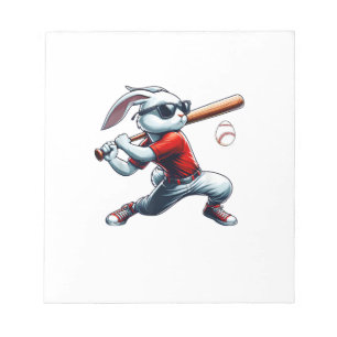 Kids Boys Happy Easter Bunny Playing Baseball East Notepad