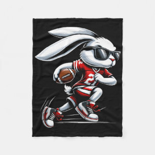 Kids Boys Happy Easter Bunny Playing Football East Fleece Blanket