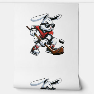 Kids Boys Happy Easter Bunny Playing Hockey Easter Wallpaper