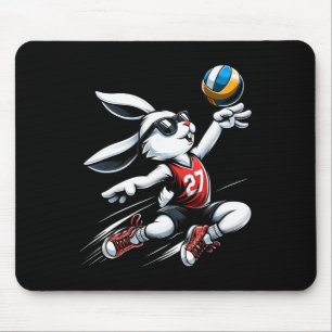 Kids Boys Happy Easter Bunny Playing Volleyball Ea Mouse Pad