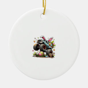 Kids Boys Happy Easter Day Bunny Monster Truck Egg Ceramic Ornament