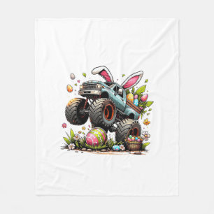 Kids Boys Happy Easter Day Bunny Monster Truck Egg Fleece Blanket