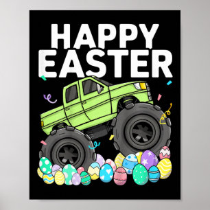 Kids Boys Happy Easter Monster Truck Easter Eggs T Poster