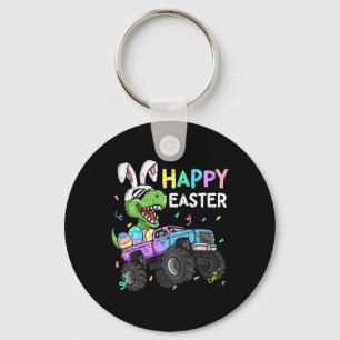 Kids Boys Happy Easter T-rex Bunny Monster Truck R Key Ring