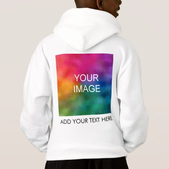 Kids Boys Hoodie Back Side Print Your Text Photo (Back)