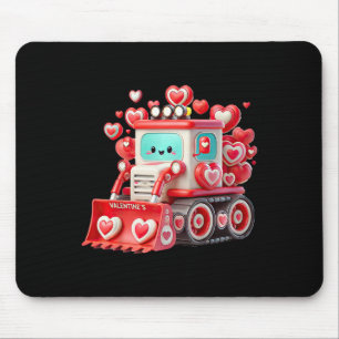 Kids Boys Kawaii Valentine Red Bulldozer - Cute Do Mouse Pad