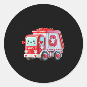 Kids Boys Kawaii Valentine Red Recycling Trash Tru Classic Round Sticker