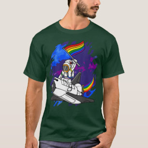 Kids Boys LGBT Astronaut Space Ship LGBTQ Rainbow T-Shirt