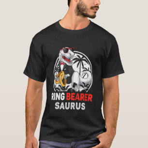 Kids Boys Ring Bearer  Tux T Rex Wedding Ring Bear T-Shirt