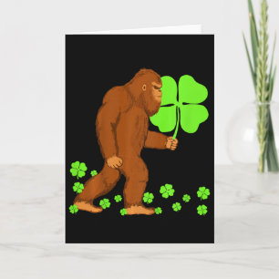 Kids Boys St Patricks Day Bigfoot Sasquatch Shamro Card