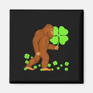 Kids Boys St Patricks Day Bigfoot Sasquatch Shamro Magnet
