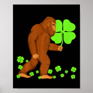 Kids Boys St Patricks Day Bigfoot Sasquatch Shamro Poster