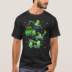 Kids Boys St Patricks Day Crane Truck Construction T-Shirt