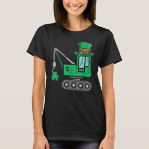 Kids Boys St Patricks Day Crane Truck Construction T-Shirt