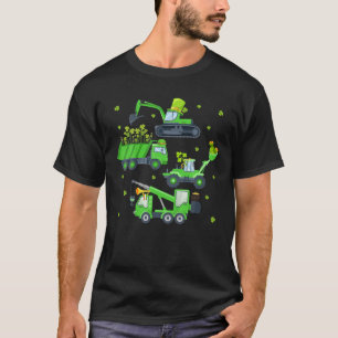 Kids Boys St Patricks Day Crane Truck Construction T-Shirt