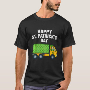 Kids Boys St Patricks Day Garbage Truck Funny Lepr T-Shirt